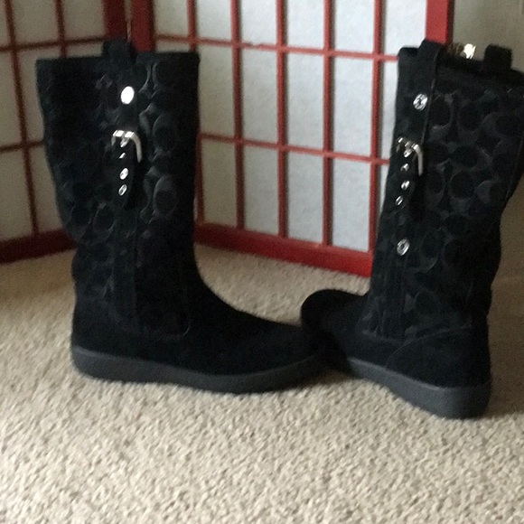 Coach Boots Signature / Black Suede/ size 7 - Picture 3 of 4